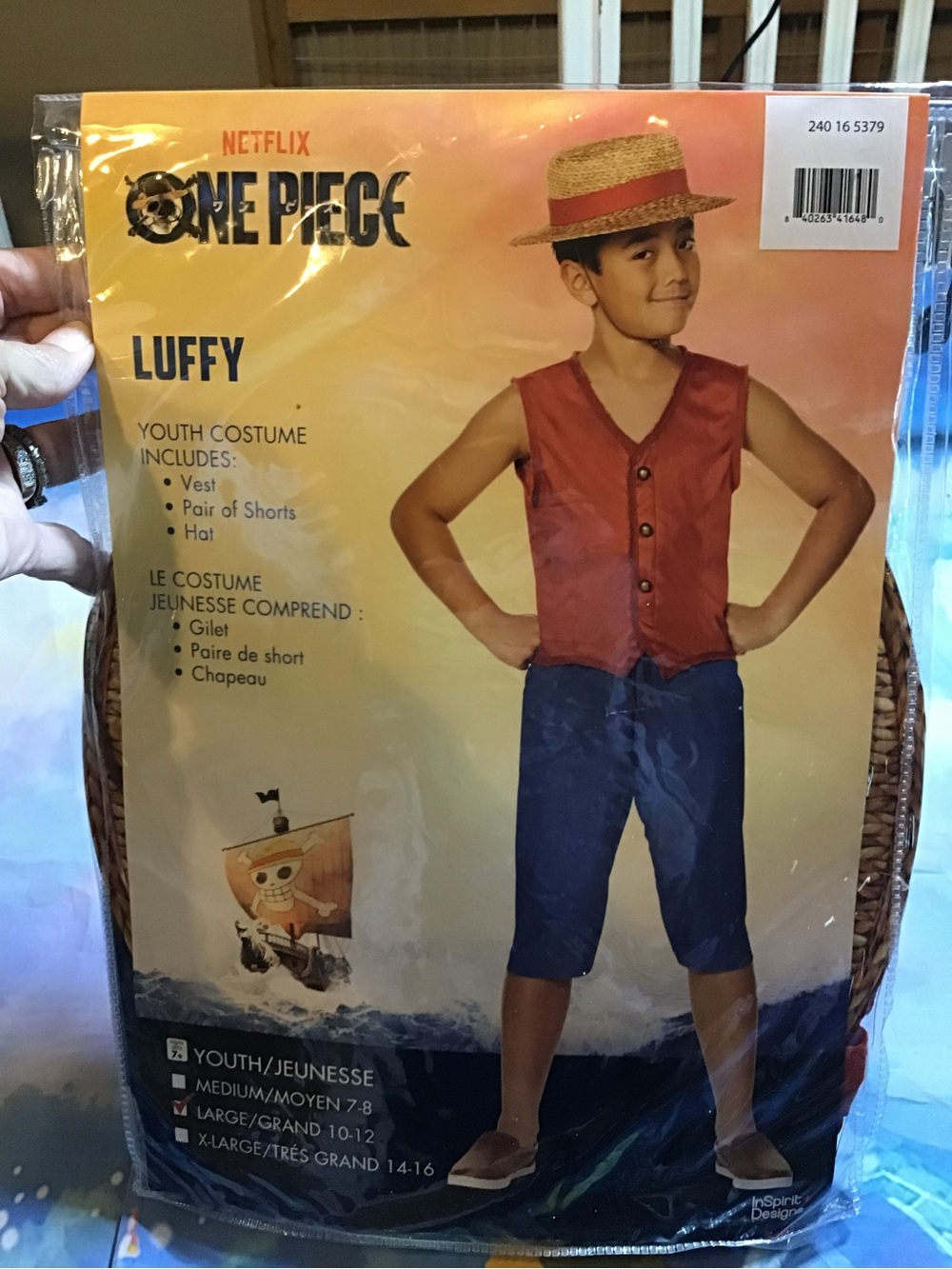 Netflix one piece luffy youth costume size large 10/12-New